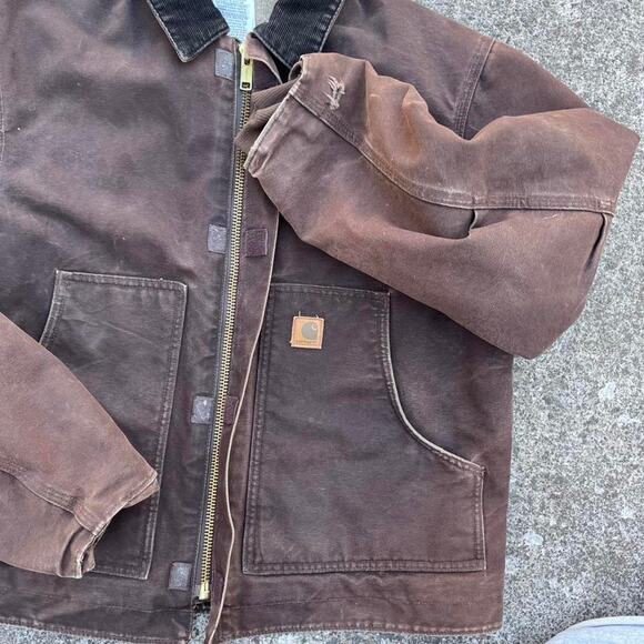 J22 corduroy collar duck canvas Sherpa Lined Duck Canvas Brown Work Detroit - Picture 5 of 8